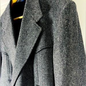 Men’s Wool Grey Herringbone Western Style Blazer